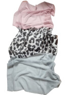Damen Schal Leo Print, leichter dünner Halstuch weiche Viskose Rosa-Leo-Grau