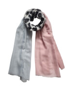 Damen Schal Leo Print, leichter dünner Halstuch weiche Viskose Rosa-Leo-Grau