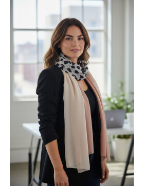 Damen Schal Leo Print, leichter dünner Halstuch weiche Viskose Rosa-Leo-Beige