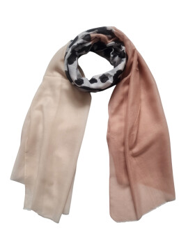 Damen Schal Leo Print, leichter dünner Halstuch weiche Viskose Rosa-Leo-Beige