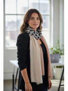 Damen Schal Leo Print, leichter dünner Halstuch weiche Viskose Rosa-Leo-Beige