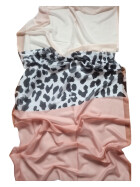 Damen Schal Leo Print, leichter dünner Halstuch weiche Viskose Rosa-Leo-Beige