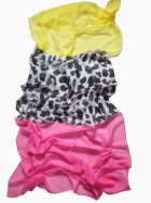Damen Schal Leo Print, leichter dünner Halstuch weiche Viskose Pink-Leo-Gelb