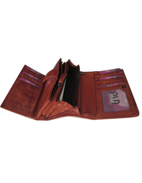 Old River Damen Leder Geldbörse, Damen Portemonnaie RFID Schutz Geldbeutel mit viel Fächer Cognac