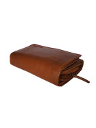 Old River Damen Leder Geldbörse, Damen Portemonnaie RFID Schutz Geldbeutel mit viel Fächer Cognac