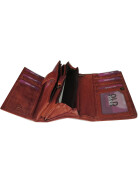 Old River Damen Leder Geldbörse, Damen Portemonnaie RFID Schutz Geldbeutel mit viel Fächer Cognac