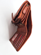 Old River Damen Leder Geldbörse, Damen Portemonnaie RFID Schutz Geldbeutel mit viel Fächer Cognac