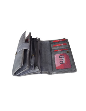 Old River Damen Leder Geldbörse, Damen Portemonnaie RFID Schutz Geldbeutel mit viel Fächer Grau