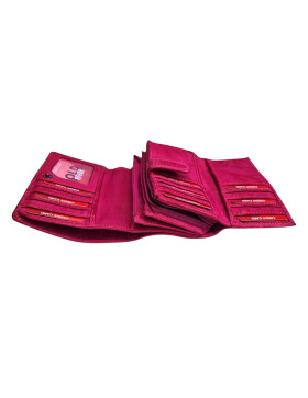 Old River Damen Leder Geldbörse, Damen Portemonnaie RFID Schutz Geldbeutel mit viel Fächer Pink