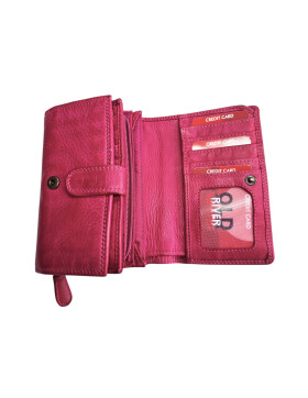 Old River Damen Leder Geldbörse, Damen Portemonnaie RFID Schutz Geldbeutel mit viel Fächer Pink