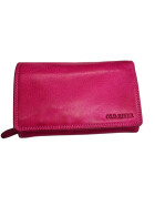 Old River Damen Leder Geldbörse, Damen Portemonnaie RFID Schutz Geldbeutel mit viel Fächer Pink