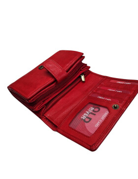 Old River Damen Leder Geldbörse, Damen Portemonnaie RFID Schutz Geldbeutel mit viel Fächer Rot