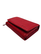 Old River Damen Leder Geldbörse, Damen Portemonnaie RFID Schutz Geldbeutel mit viel Fächer Rot