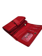 Old River Damen Leder Geldbörse, Damen Portemonnaie RFID Schutz Geldbeutel mit viel Fächer Rot