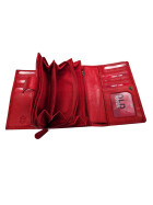 Old River Damen Leder Geldbörse, Damen Portemonnaie RFID Schutz Geldbeutel mit viel Fächer Rot