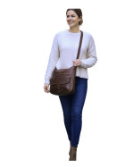 " Anna "Bear Design Leder Tasche Shopper Schultertasche echtes Leder Vintage Look CL 32612 Braun