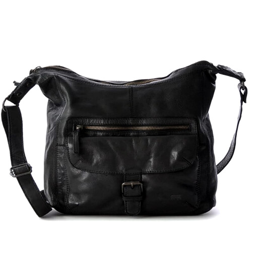 " Anna "Bear Design Leder Tasche Shopper Schultertasche echtes Leder Vintage Look CL 32612 Schwarz
