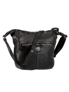 " Anna "Bear Design Leder Tasche Shopper Schultertasche echtes Leder Vintage Look CL 32612 Schwarz