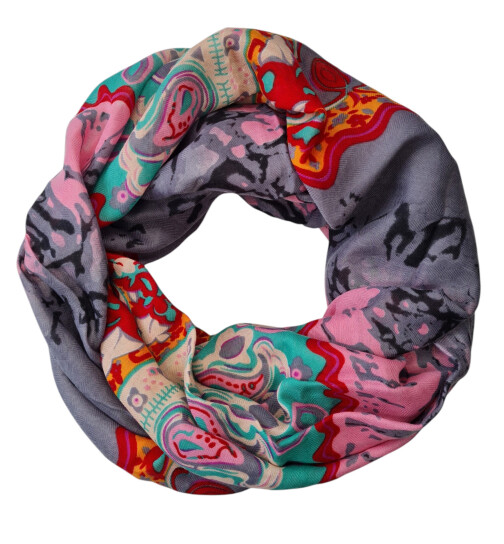 Damen Loop Schal, Schlauchschal, leichter Damen Halstuch, Rundschal  Bunt