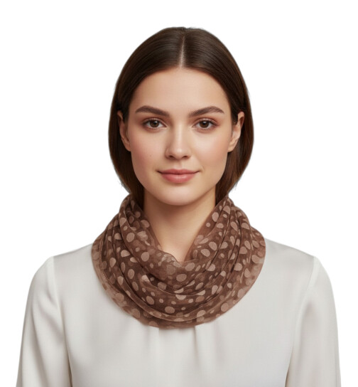 Damen Loop Schal Taupe, Schlauchschal Dünn Lüftig Unifarben, Halstuch Rundschal Baumwolle/ Seide