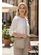 Damen Leder Tasche klein, Umhängetasche, kleine Schultertasche aus italienischem Leder Beige