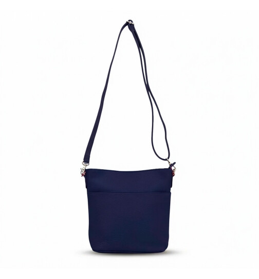Damen Leder Tasche klein, Umhängetasche, kleine Schultertasche aus italienischem Leder Dunkelblau