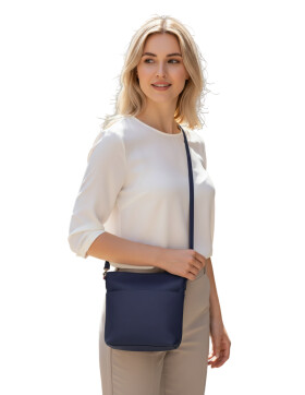 Damen Leder Tasche klein, Umhängetasche, kleine Schultertasche aus italienischem Leder Dunkelblau