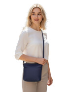Damen Leder Tasche klein, Umhängetasche, kleine Schultertasche aus italienischem Leder Dunkelblau