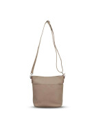 Damen Leder Tasche klein, Umhängetasche, kleine Schultertasche aus italienischem Leder Taupe