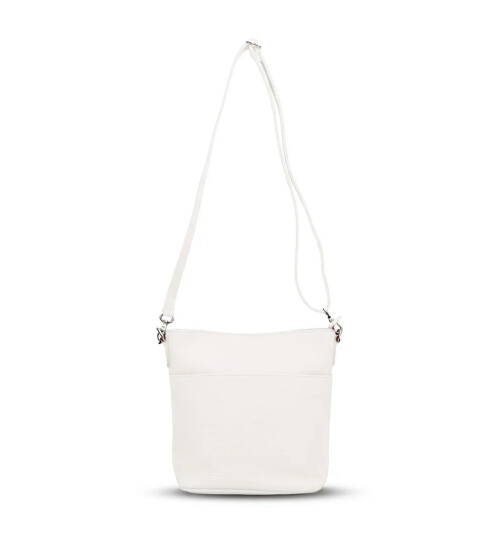 Damen Leder Tasche klein, Umhängetasche, kleine Schultertasche aus italienischem Leder Weiß