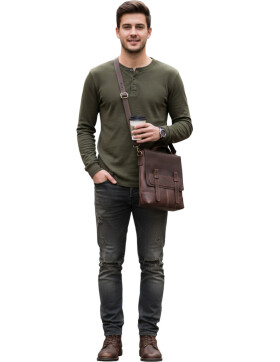 Leder Umhängetasche Herren Pochette Cross Body Vintage Leder