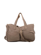 Leder Schultertasche Umhängetasche groß, College Unitasche Taupe