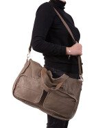 Leder Schultertasche Umhängetasche groß, College Unitasche Taupe