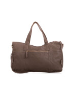 Leder Schultertasche Umhängetasche groß, College Unitasche Taupe