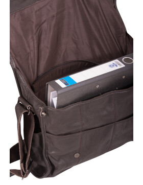 Leder Schultertasche Umhängetasche groß, College Unitasche Braun