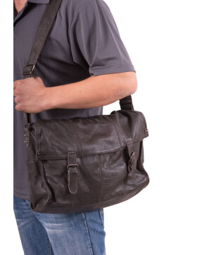 Leder Schultertasche Umhängetasche groß, College Unitasche Braun