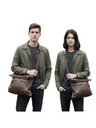 Leder Tasche Umhängetasche Messenger Laptoptasche 16 Zoll Unisex in Taupe