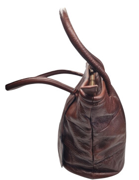 Leder Tasche Damen Shopper Henkeltasche Beuteltasche in Braun, Tote Bag mittelgroß