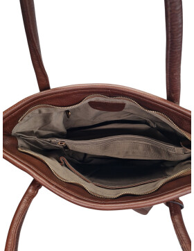 Leder Tasche Damen Shopper Henkeltasche Beuteltasche in Braun, Tote Bag mittelgroß