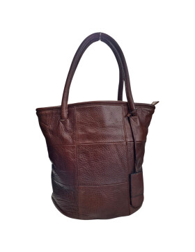 Leder Tasche Damen Shopper Henkeltasche Beuteltasche in Braun, Tote Bag mittelgroß