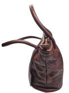 Leder Tasche Damen Shopper Henkeltasche Beuteltasche in Braun, Tote Bag mittelgroß