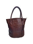 Leder Tasche Damen Shopper Henkeltasche Beuteltasche in Braun, Tote Bag mittelgroß