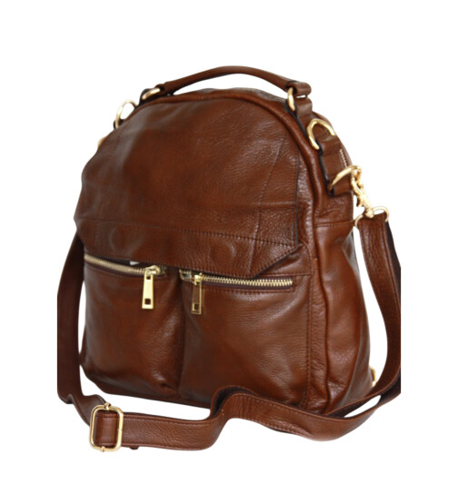 Damen Leder Tasche multifunktional in Braun, Cross Body Bag, Umhängetasche -Rucksack, Schultertasche