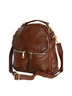 Damen Leder Tasche multifunktional in Braun, Cross Body Bag, Umhängetasche -Rucksack, Schultertasche