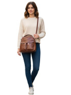 Damen Leder Tasche multifunktional in Braun, Cross Body Bag, Umhängetasche -Rucksack, Schultertasche