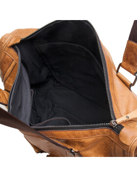 Reisetasche Unisex Vintage echt Leder in Cognac, Schultertasche Messenger für 21 Zoll Laptop, Reise -Weeekender Sporttasche Gym Bag
