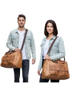 Reisetasche Unisex Vintage echt Leder in Cognac, Schultertasche Messenger für 21 Zoll Laptop, Reise -Weeekender Sporttasche Gym Bag