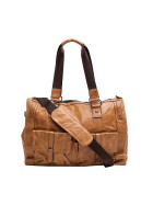 Reisetasche Unisex Vintage echt Leder in Cognac, Schultertasche Messenger für 21 Zoll Laptop, Reise -Weeekender Sporttasche Gym Bag