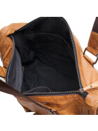 Reisetasche Unisex Vintage echt Leder in Cognac, Schultertasche Messenger für 21 Zoll Laptop, Reise -Weeekender Sporttasche Gym Bag