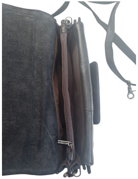 Damen Leder Clutch Umhängetasche Abendtasche mit Kette, geflochten in Schwarz / Braun